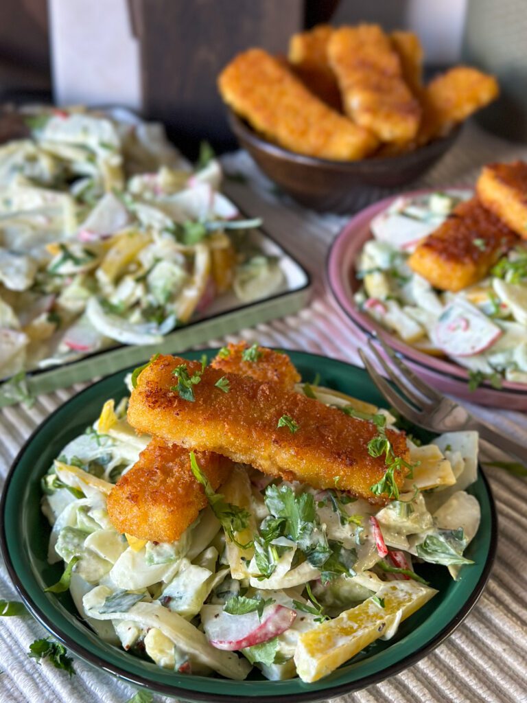 pittige venkelsalade met vissticks