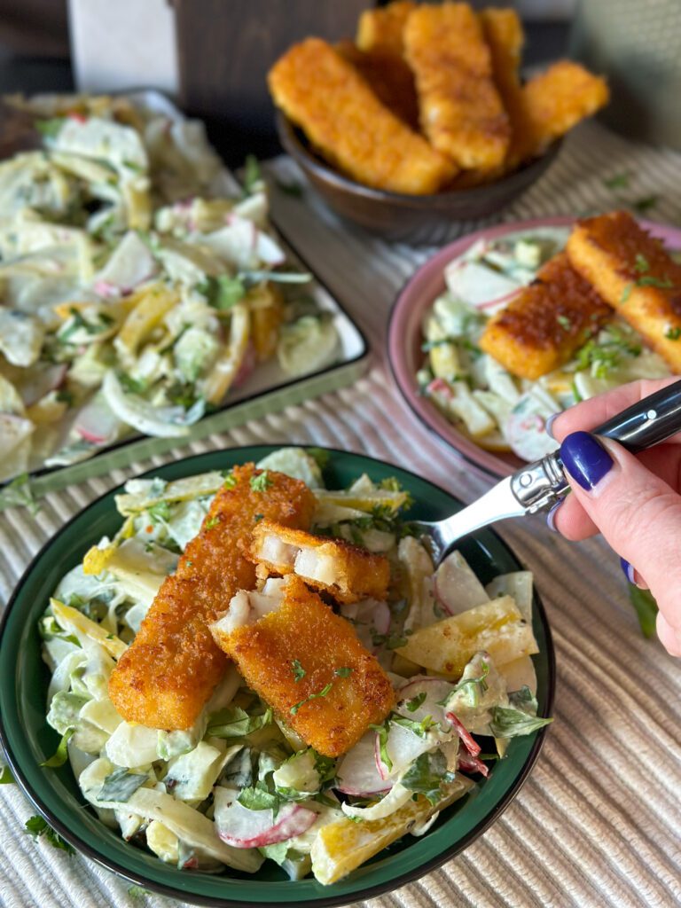 pittige venkelsalade met vissticks 