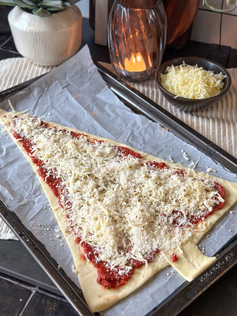 Bladerdeeg pizza Kerstboom