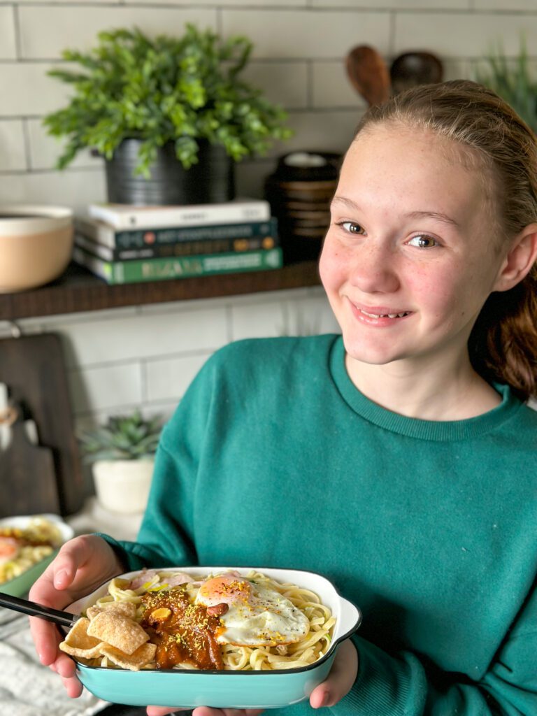 Chinese bami met prei en ham