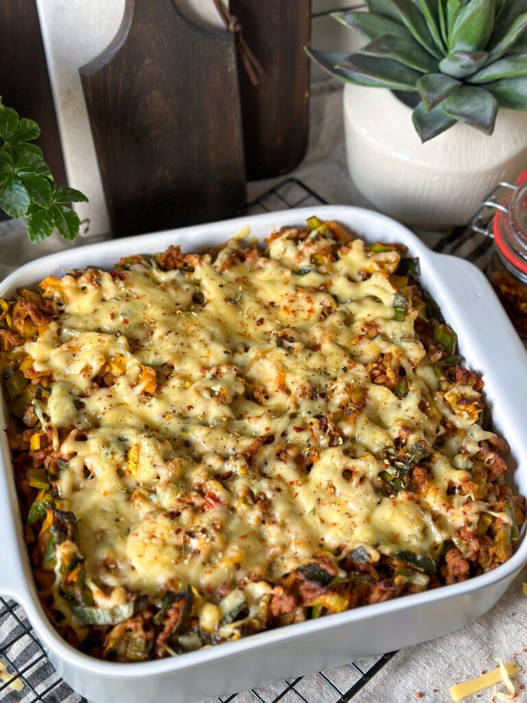 prei ovenschotel met gehakt en puree