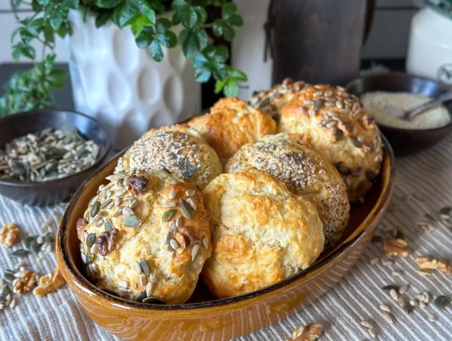 simpele kwarkbroodjes met pitten en zaden