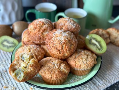 volkoren cupcakes met kiwi en appel