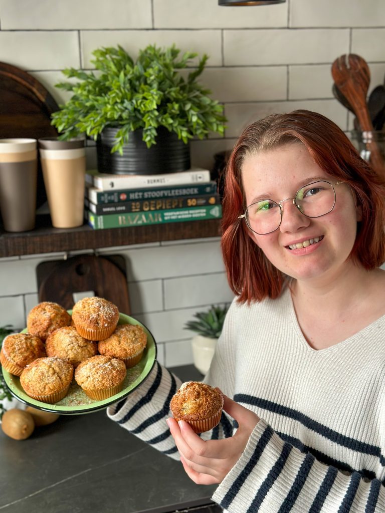 volkoren cupcakes met kiwi en appel