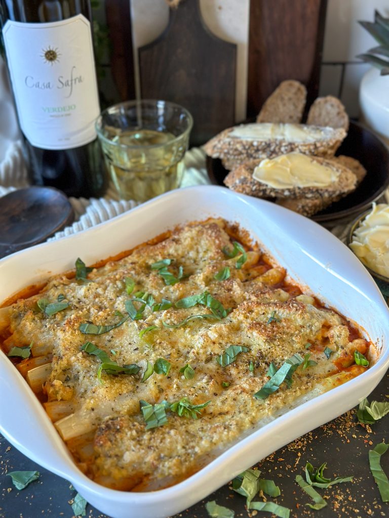 Gegratineerde witte asperges