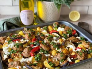 krieltjes ovenschotel met aubergine en courgette