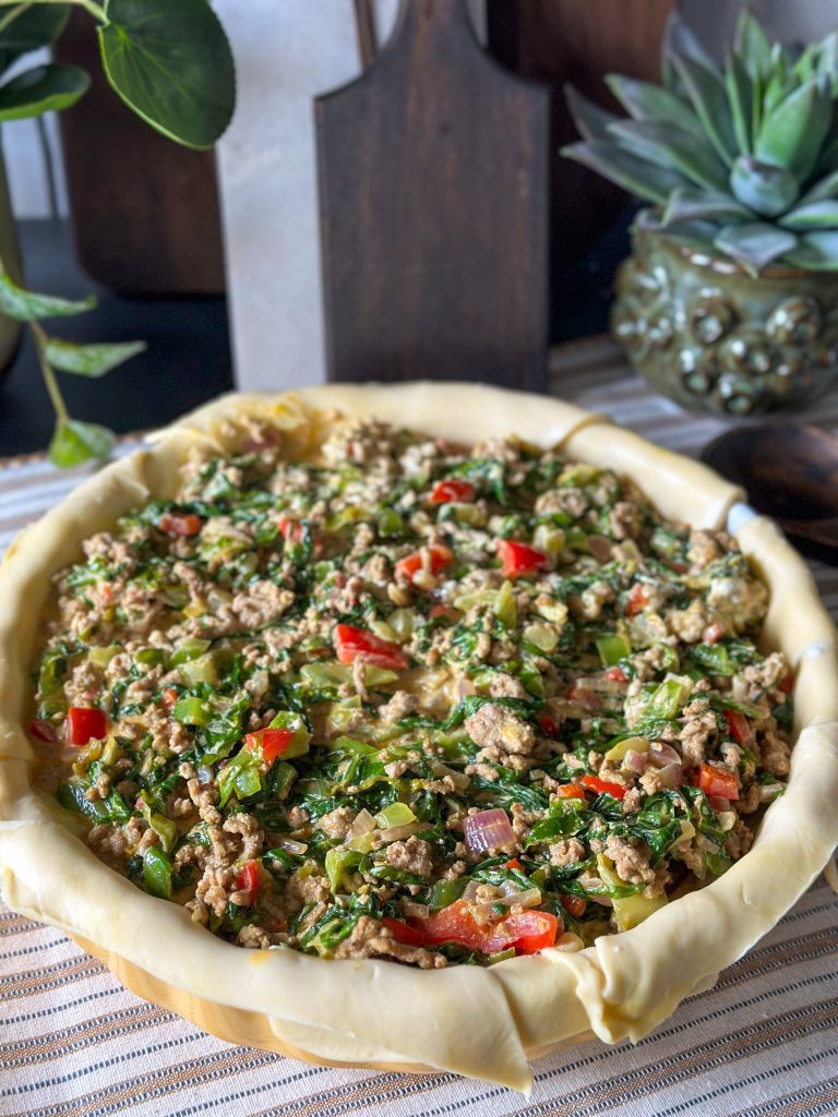 vulling hartige taart met andijvie en paprika 