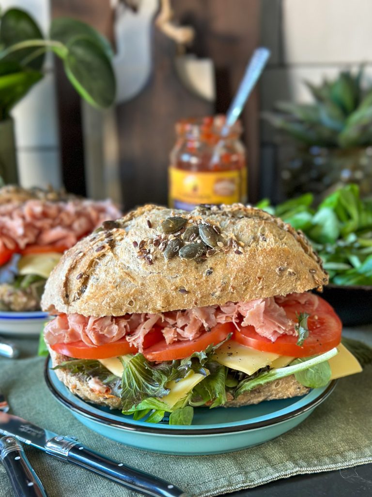 broodje gezond met gebakken ham