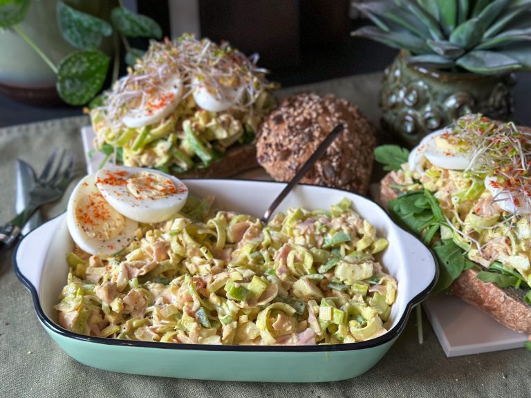 ham prei salade met ei