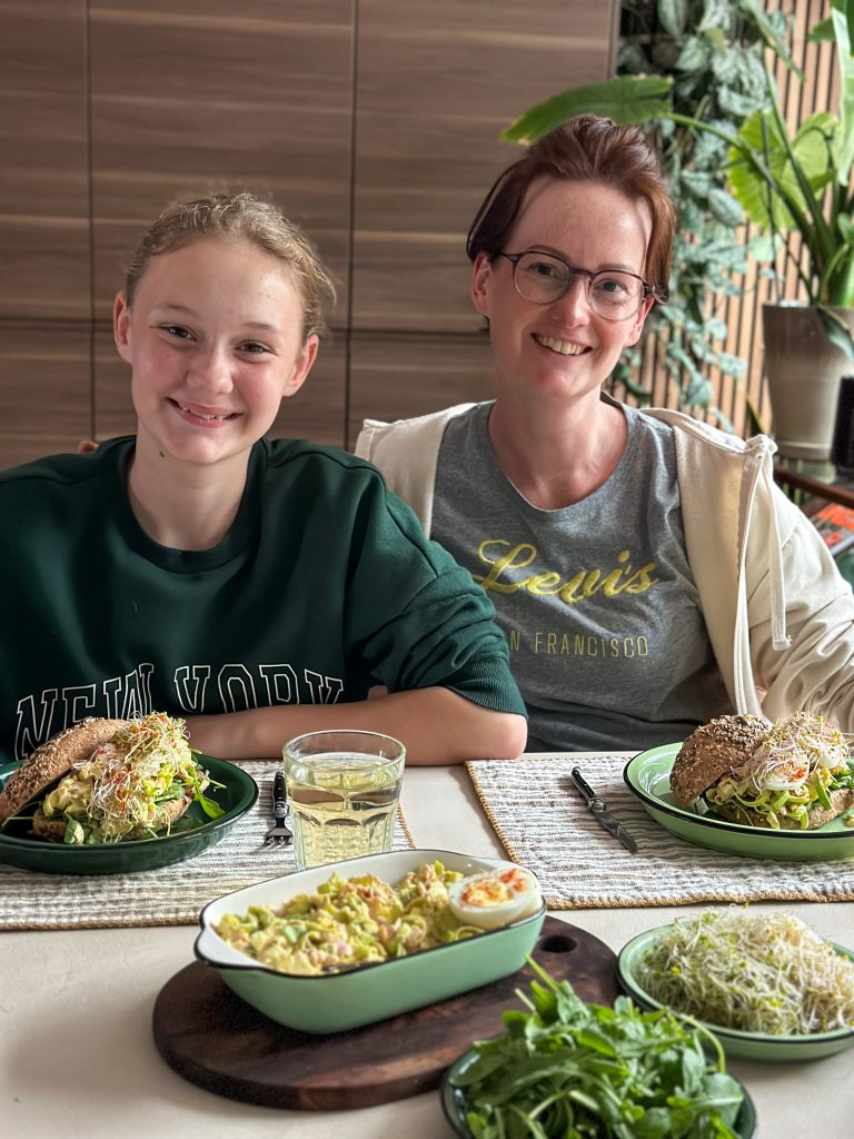 ham prei salade met ei