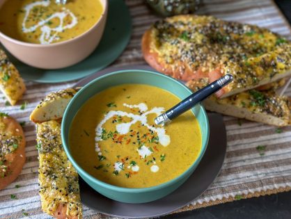 romige wortelsoep met champignons