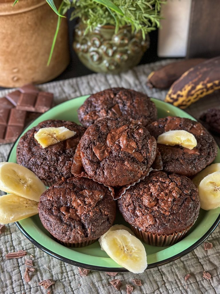 vegan chocolade muffins met banaan