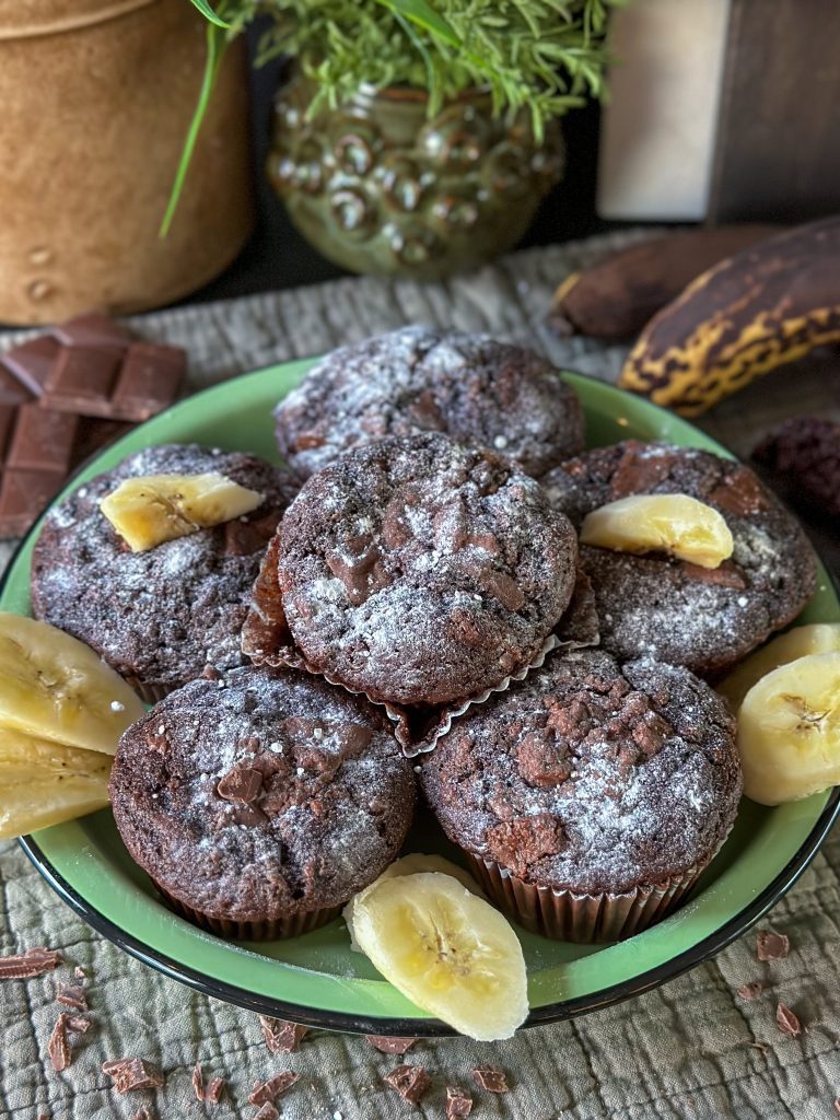vegan chocolade muffins met banaan