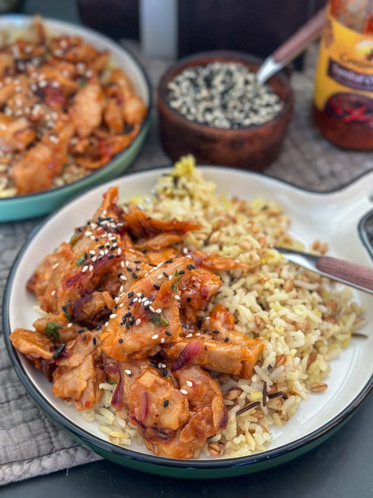 kip in sweet chilisaus met rijst