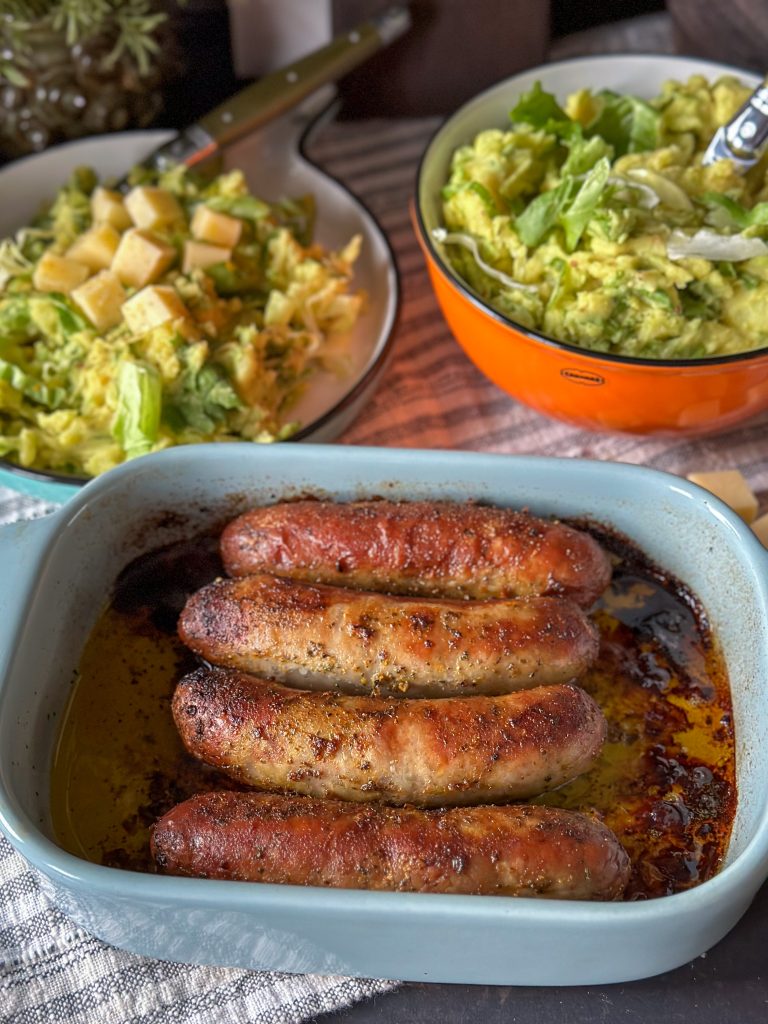 Andijviestamppot met kerrie en verse worst