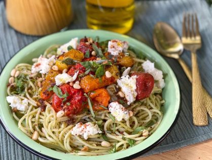 pasta pesto met geroosterde tomaten