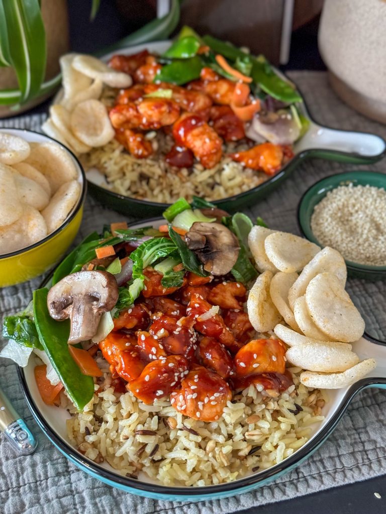 kip in honing sojasaus met rijst