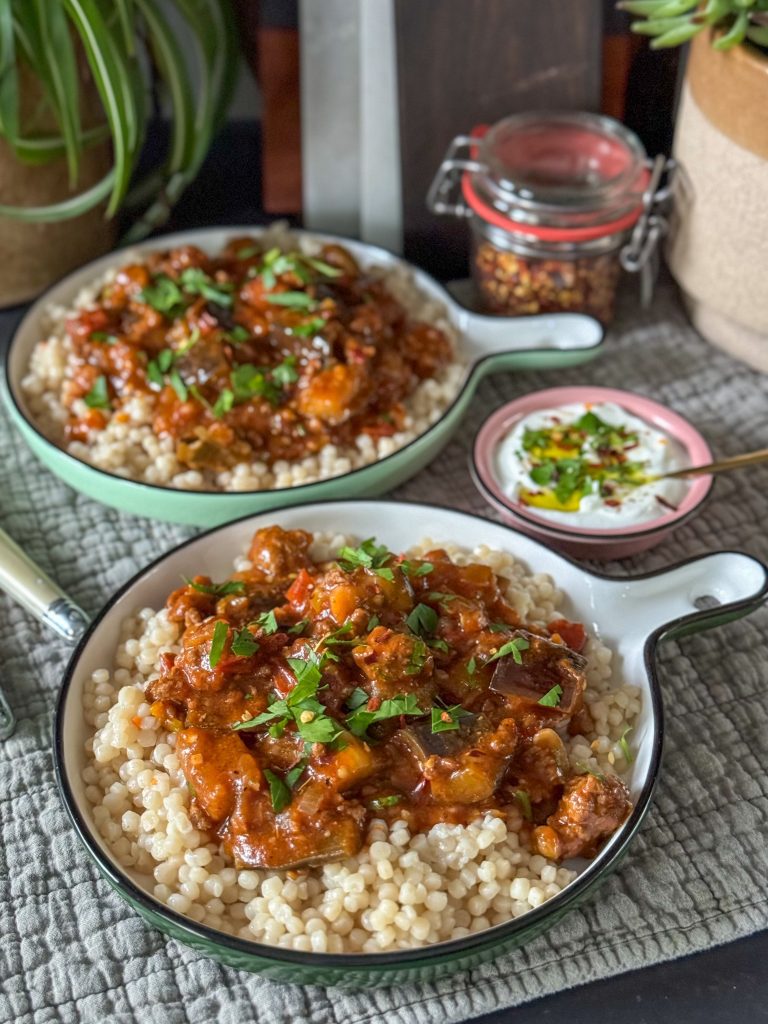 parcelcouscous met aubergine en gehakt
