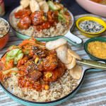 Koreaanse kip met rijst en gochujang