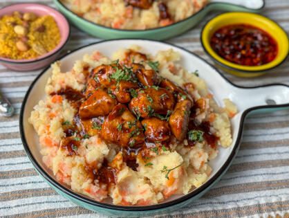 hutspot met hete kip makkelijke avondmaaltijd voor het hele gezin