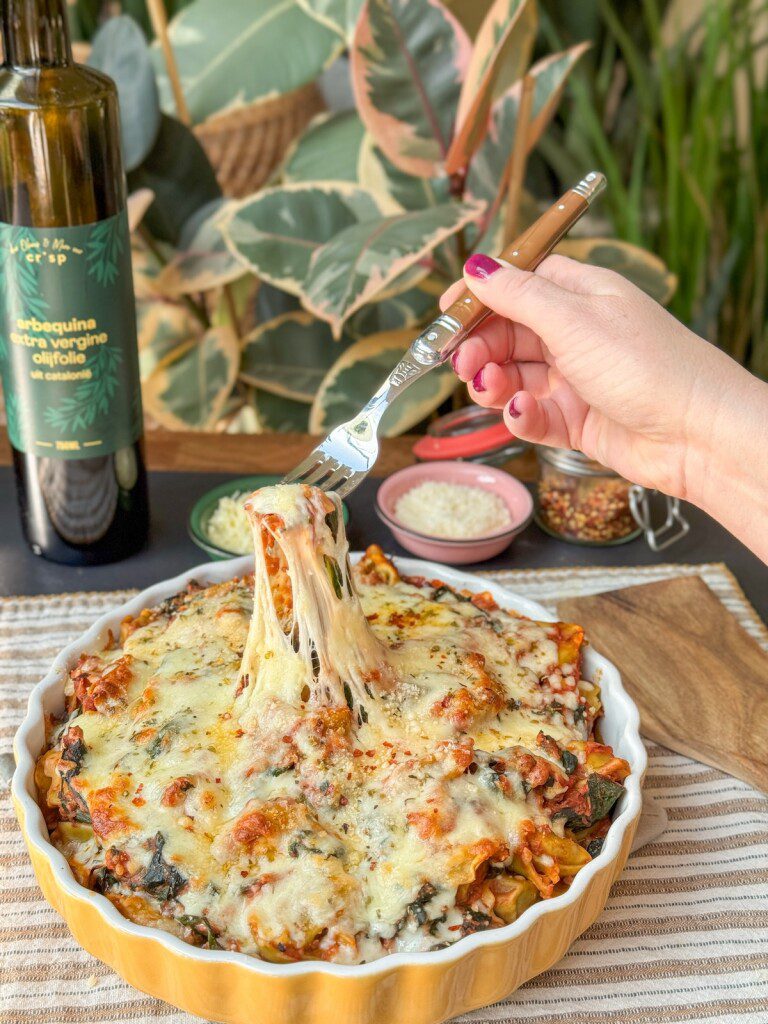 tortellini  met gesmolten mozzarella 