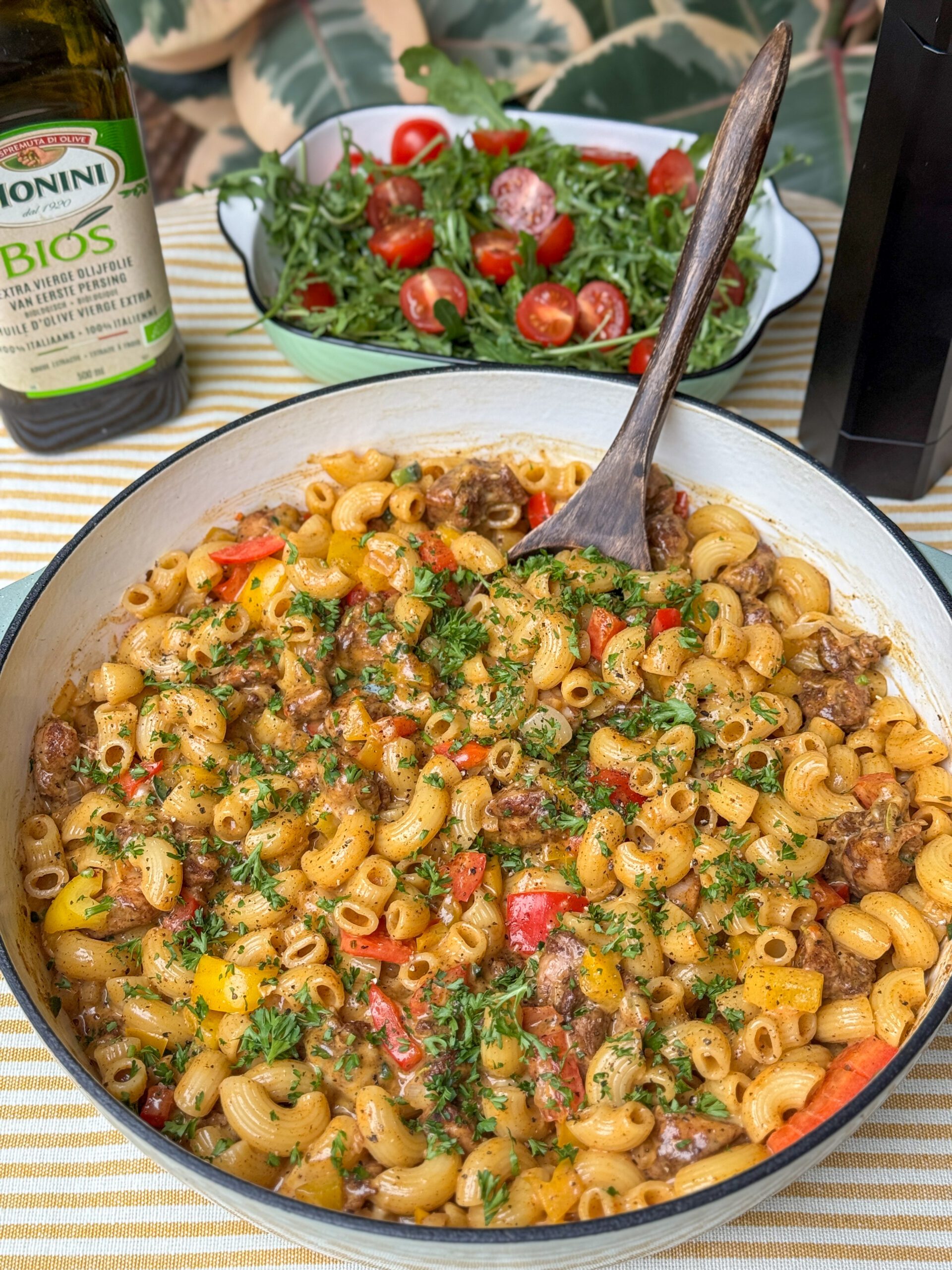 Fajita pasta met kip een snelle avondmaaltijd voor het hele gezin