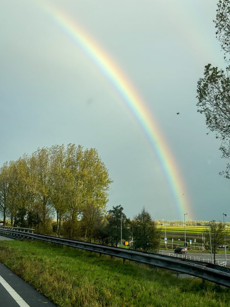 Regenboog boven de snelweg